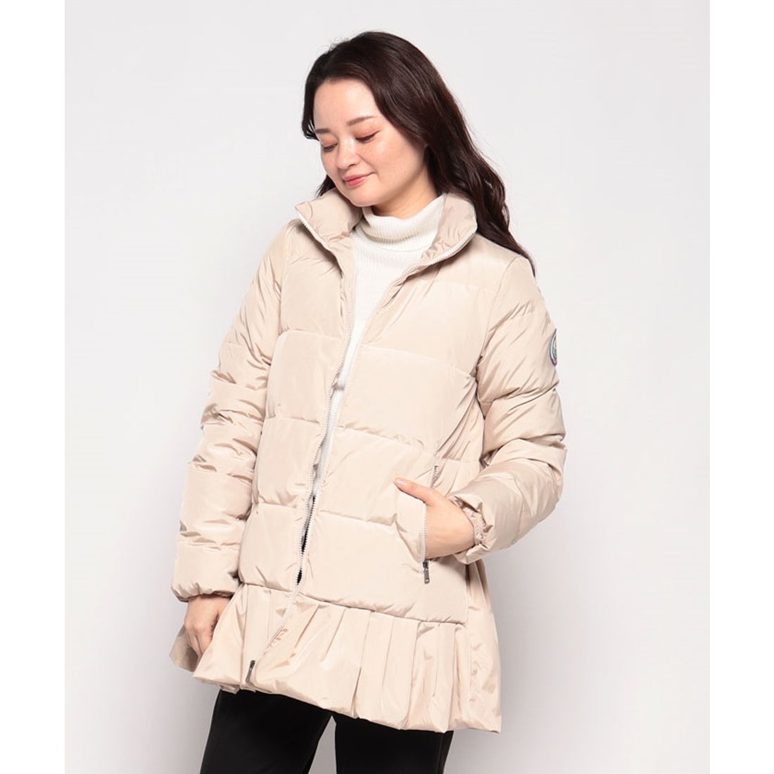 ミス ジェイ MISS J タックペプラムダウンジャケット （ベージュ