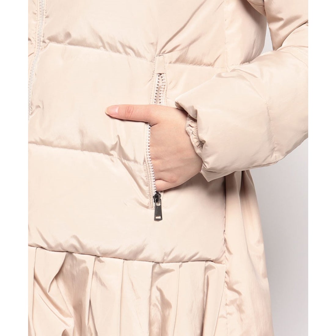 ミス ジェイ MISS J タックペプラムダウンジャケット （ベージュ