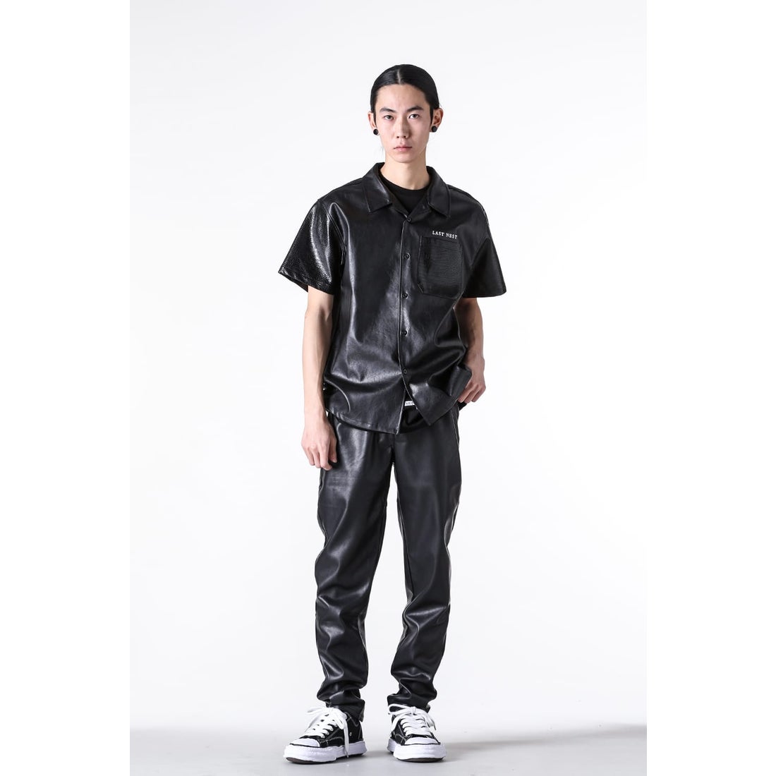 ラストネスト LAST NEST Leather Switching S/S Shirts （Black
