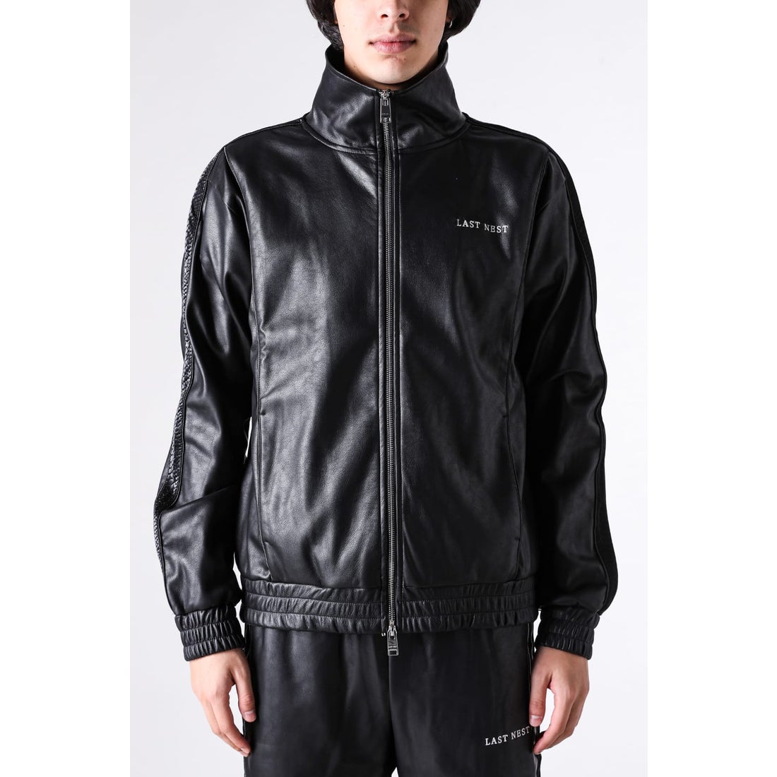 ラストネスト LAST NEST Faux Leather Track Jacket （Black） -FASCINATE