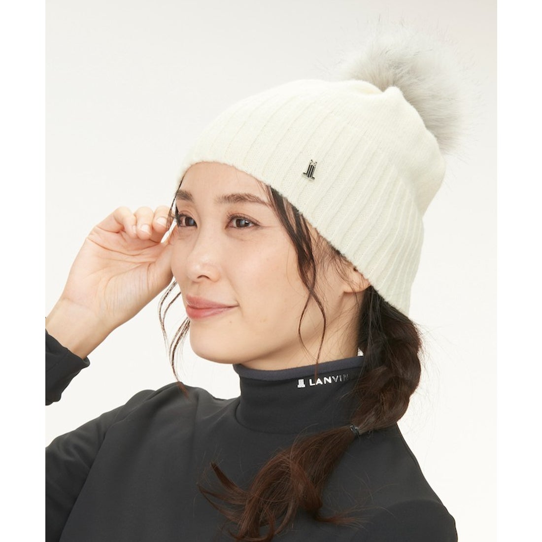 LANVIN SPORT ファーボンボンニットキャップ【アウトレット
