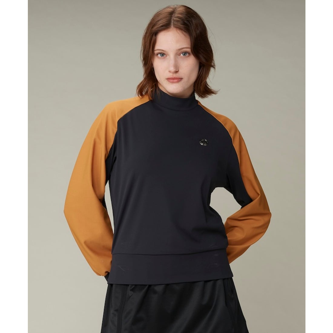 LANVIN SPORT 切り替えデザインモックネック長袖シャツ【UV