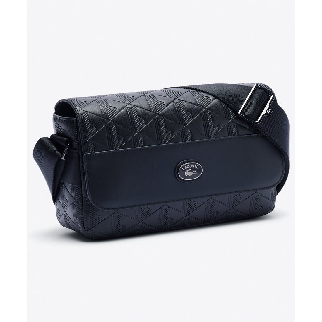 ラコステ LACOSTE モノグラム レザーフラップクローズサッチェルバッグ