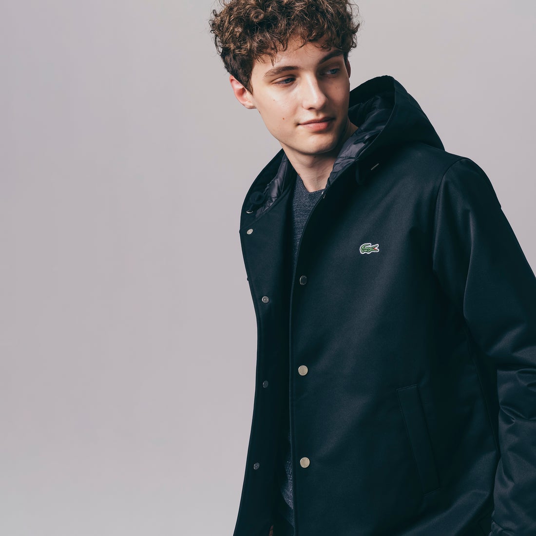 ラコステ LACOSTE フード付きコーチジャケット （ブラック