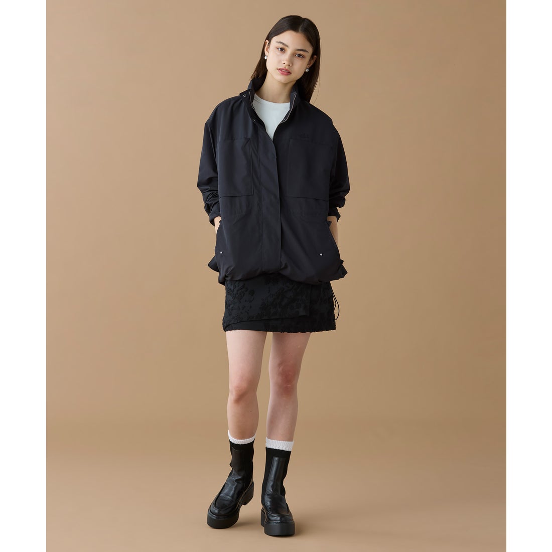 ラコステ LACOSTE ユーティリティマウンテンパーカ （ブラック