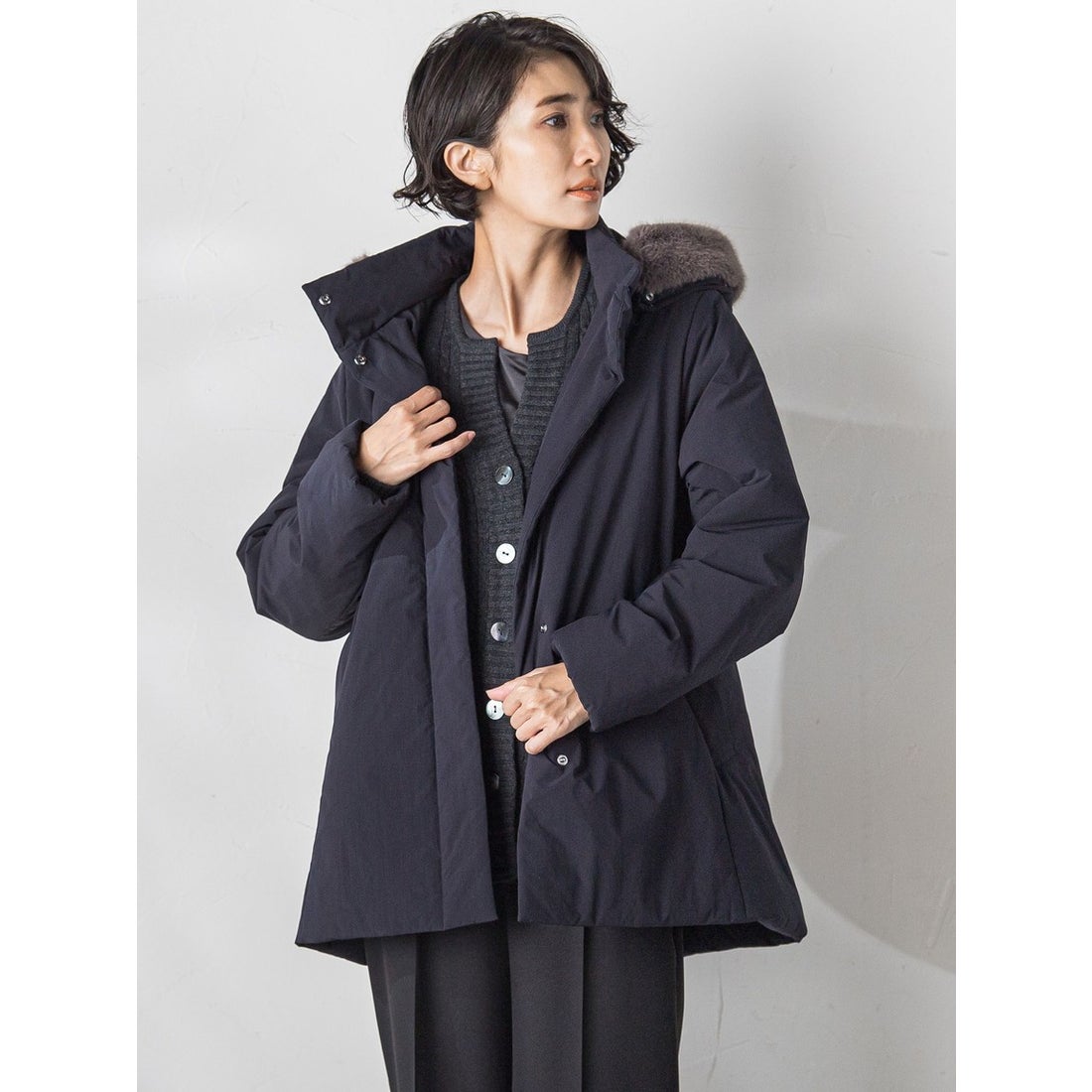 ラ エフ la.f… パウダータフタシンダウンコート≪洗濯機で洗える