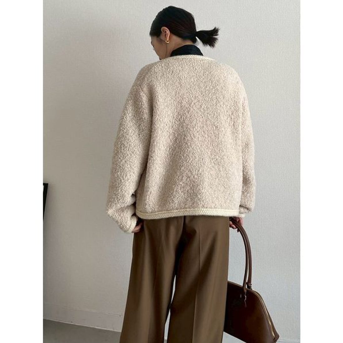 ミラ オーウェン Mila Owen 金釦テディラメニットジャケット （IVR