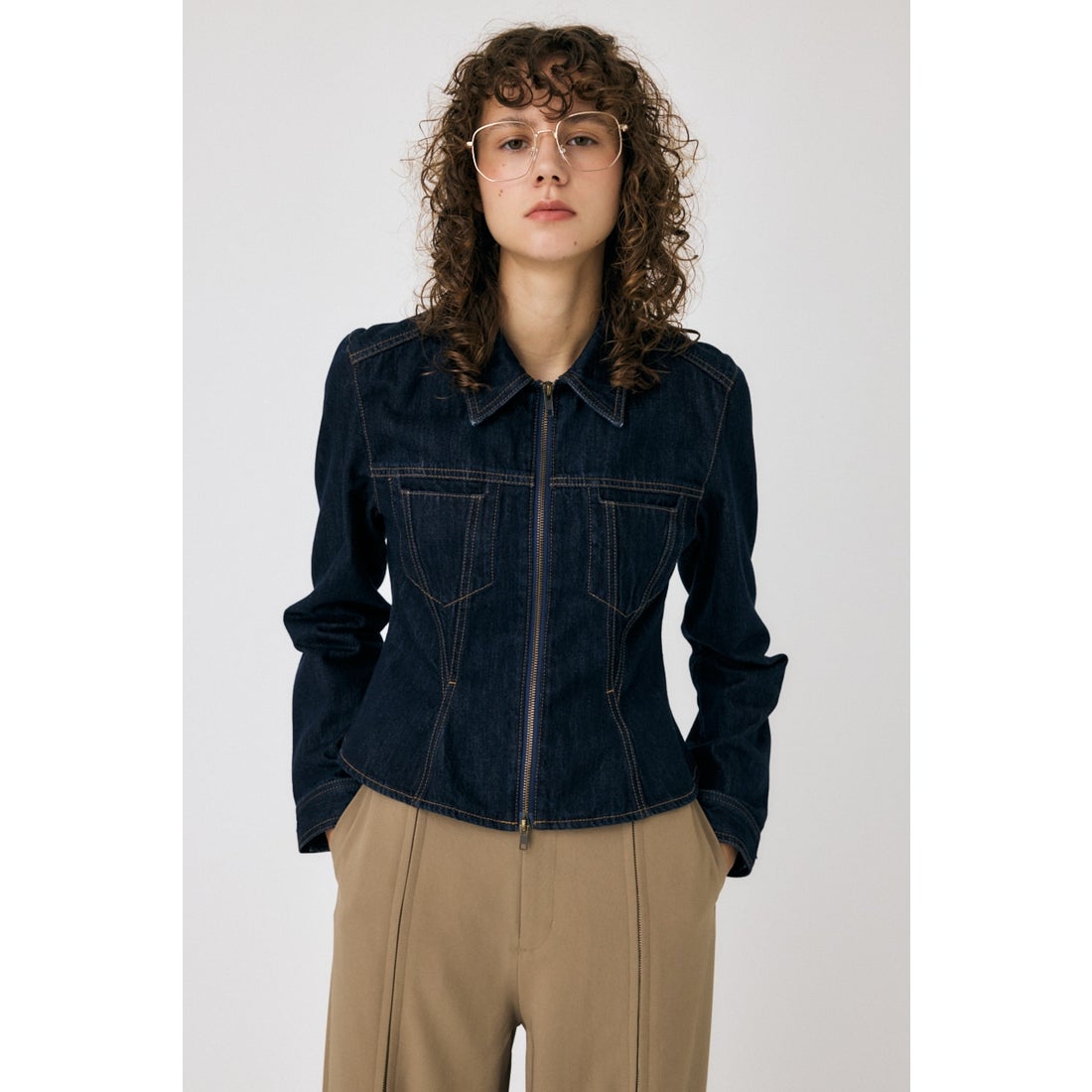 MOUSSY WAIST TUCK デニムシャツ D/BLU3 -靴＆ファッション通販