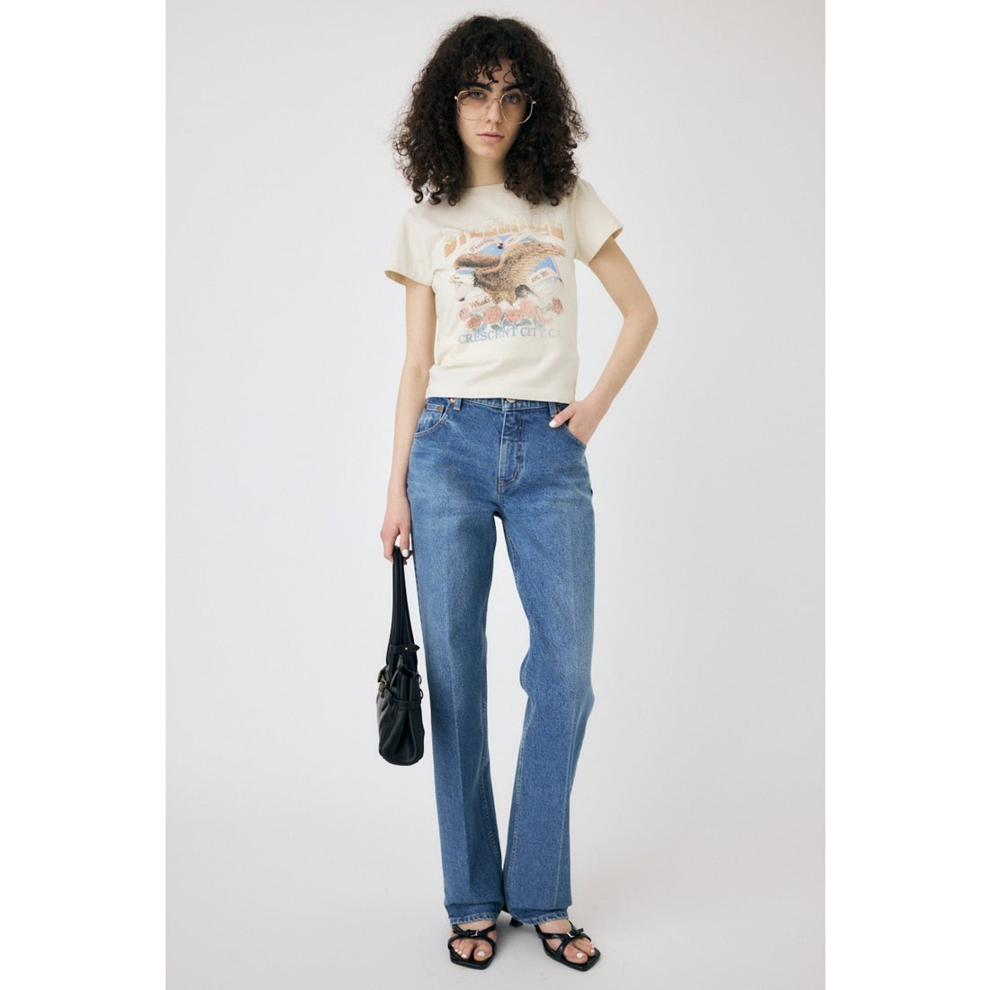 MOUSSY MVS CENTER PRESS ストレートデニム One Wash1 -ファッション