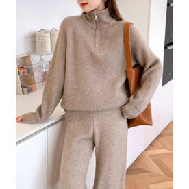 ミージェーン me Jane ハーフジップスタンドカラーニット×パンツ