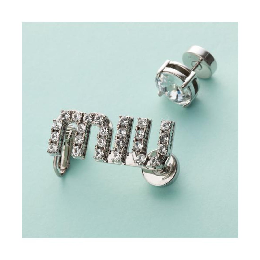 ミュウミュウ Miu Miu MIUMIU ピアス 5JO760 2DNC クリスタル ロゴ