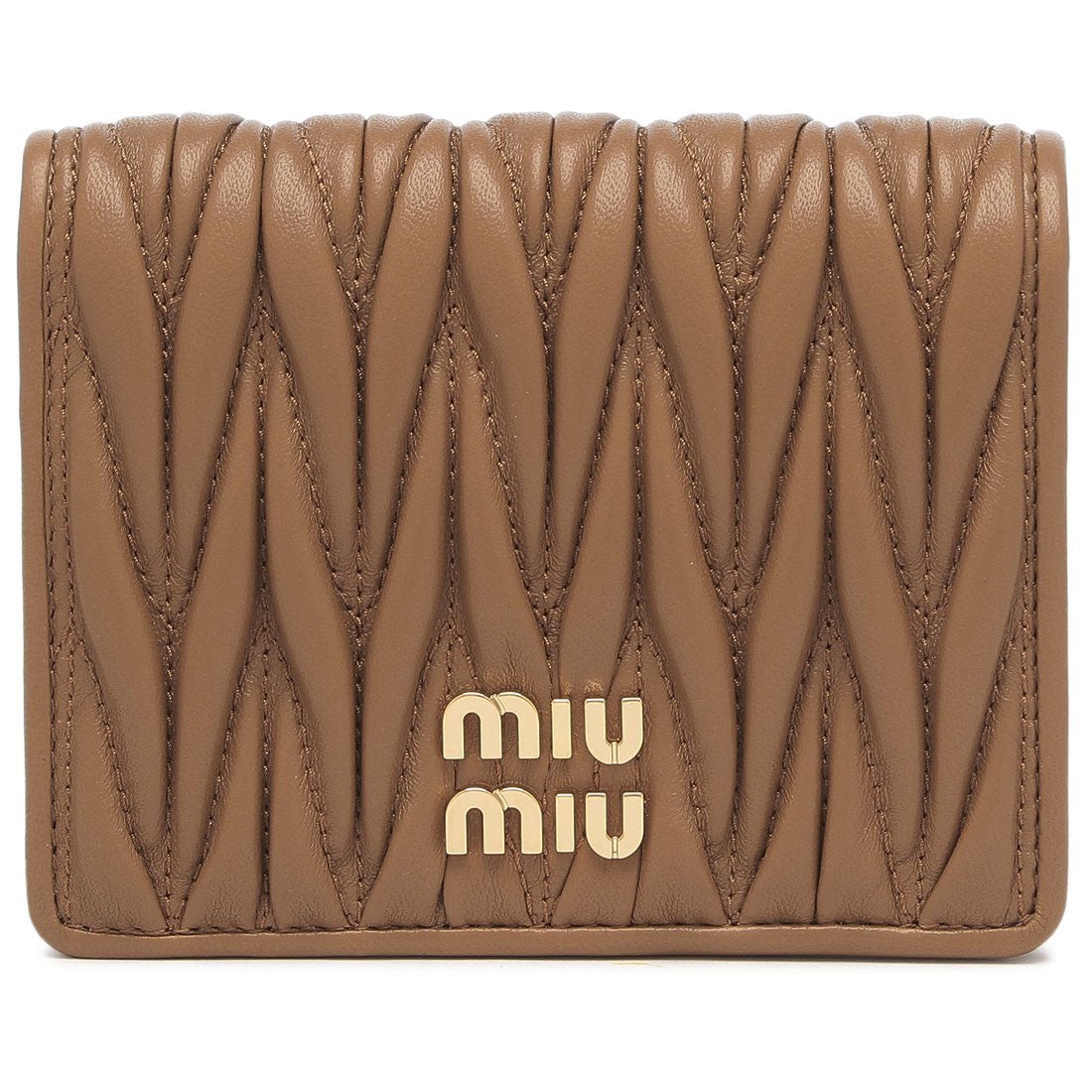 ミュウミュウ Miu Miu 二つ折り財布 マテラッセ ブラウン ゴールド