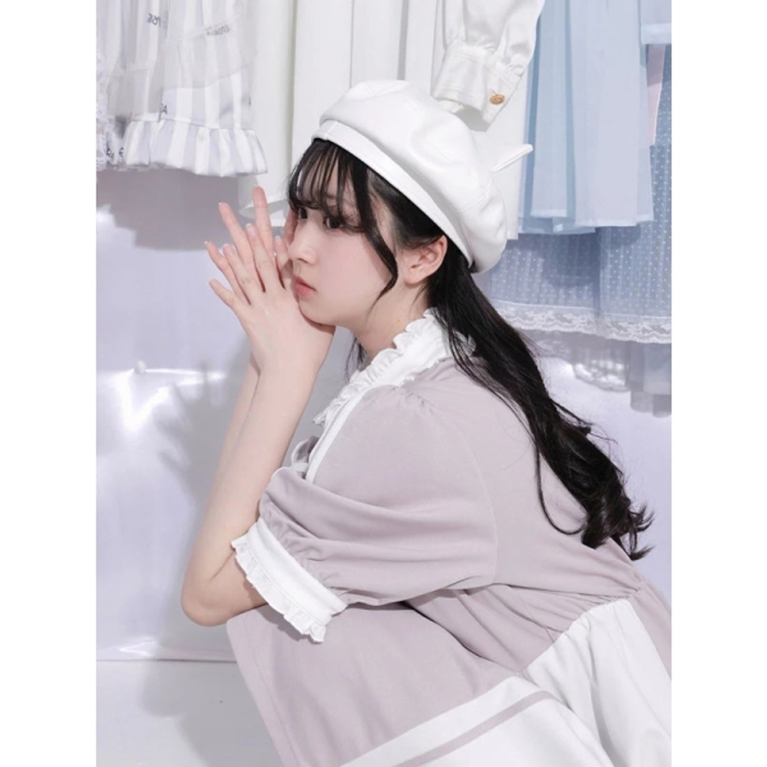 ノエミー NOEMIE ねこ耳付きベレー帽 （オフホワイト） - ファッション