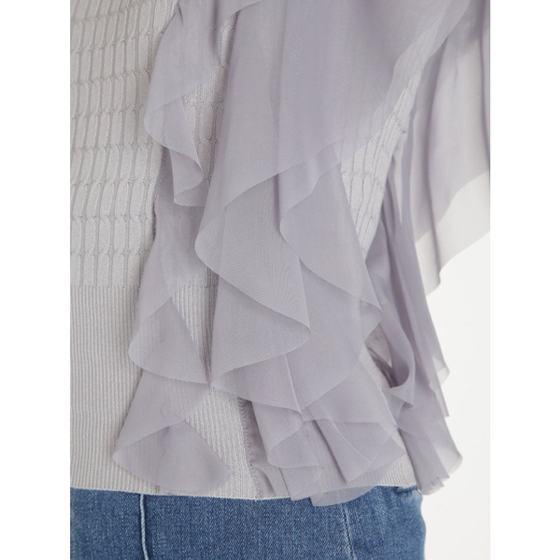 スナイデル SNIDEL シアーフリルニットプルオーバー （サックス） -靴