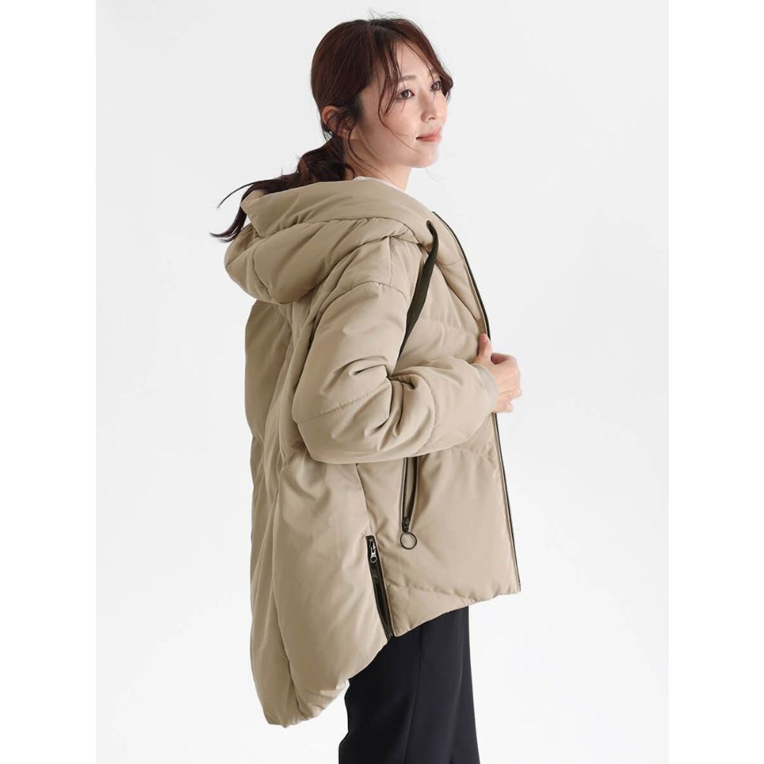 クローブ CLOVE フードミドルダウンブルゾン （ブラック