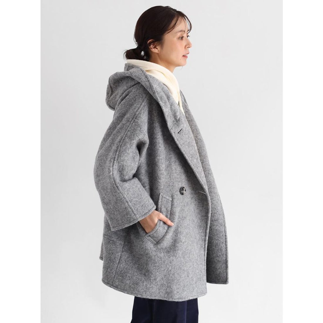 クローブ CLOVE 圧縮ウールフードコート （チャコールグレー） -靴