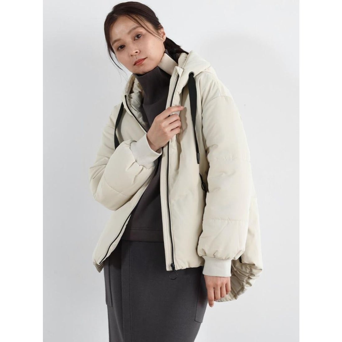 クローブ CLOVE フードミドルダウンブルゾン （カーキ） -靴