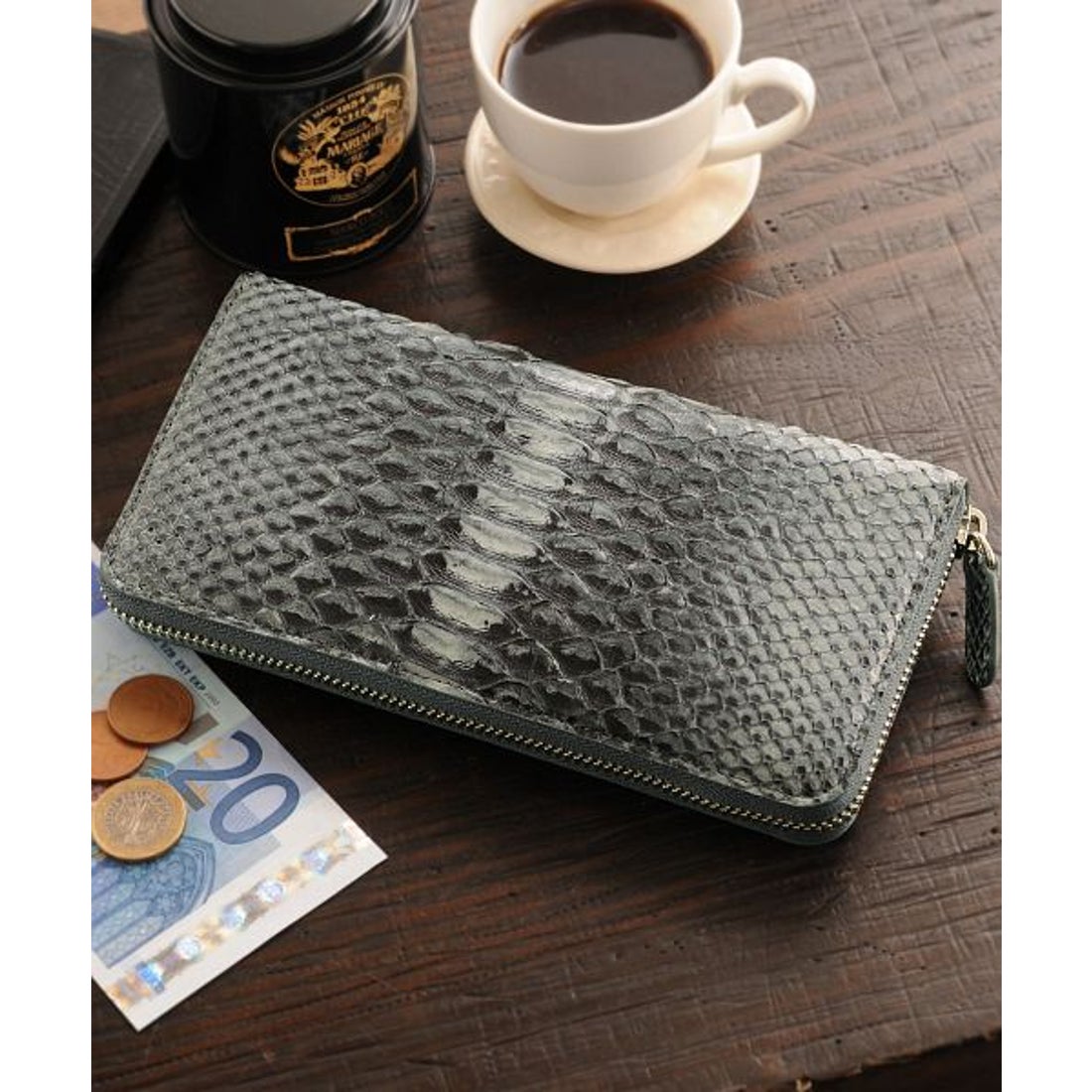 サンキョウショウカイ 三京商会 本革パイソンレザー ラウンド