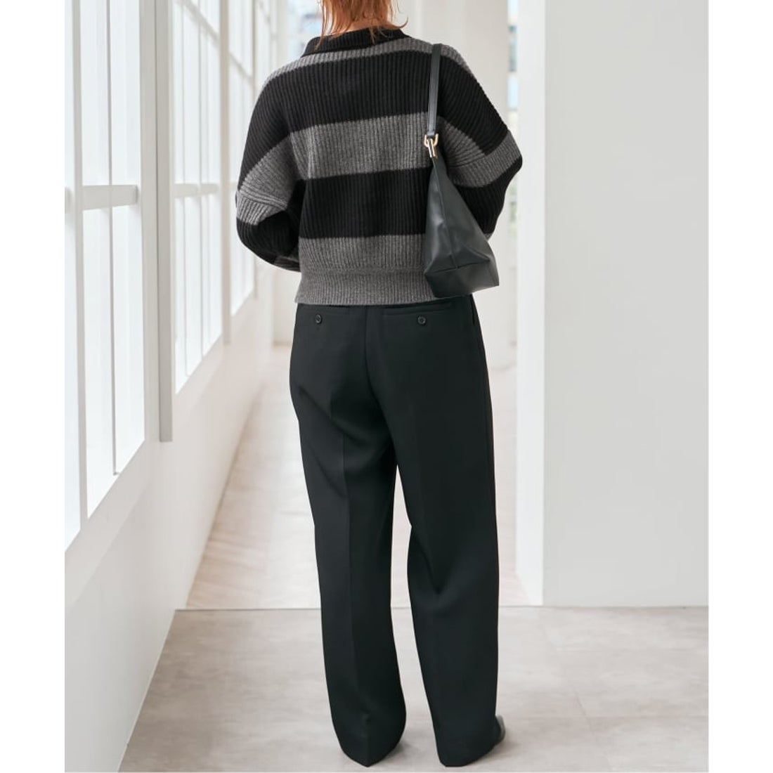 スピック＆スパン Spick & Span ラガーボーダーニットカーディガン