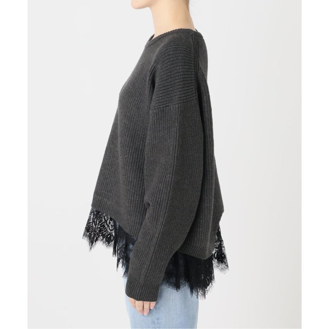 スピック＆スパン Spick & Span 《追加》レースドッキング畦ニットプル