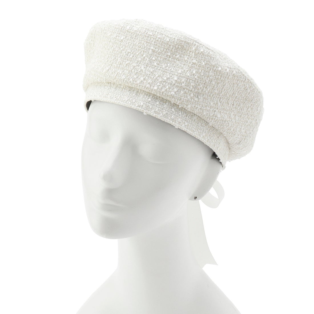 ポールアンドジョー PAUL&JOE ベレー帽 ツイード×リボン （ホワイト