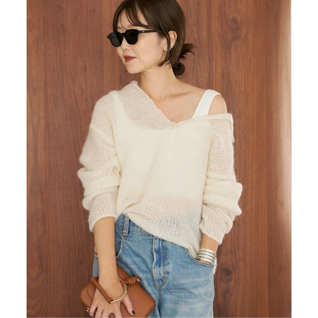 Plage ALPACA MIX BUTTON ニット ホワイト 追加》ALPACA MIX BUTTON