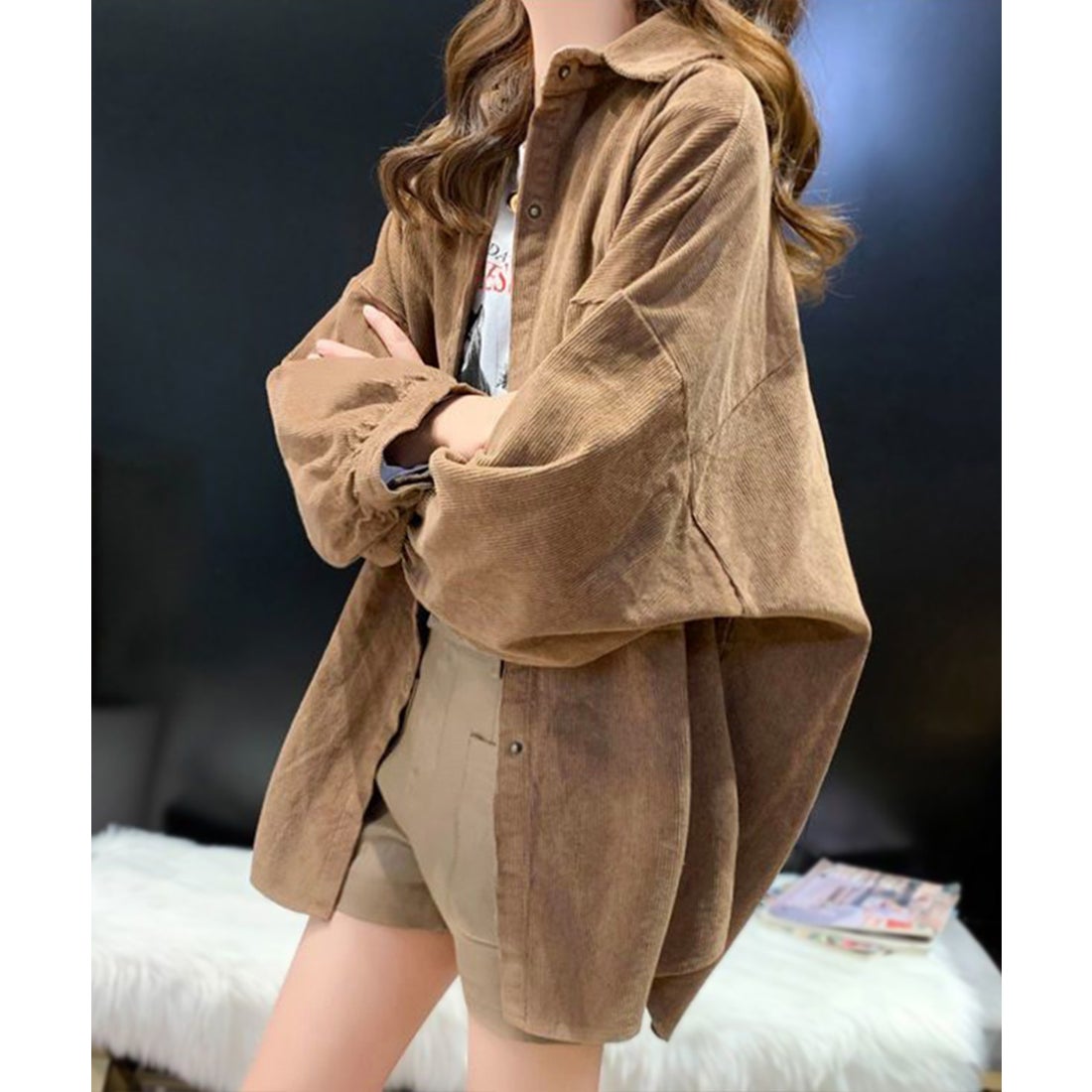 リフ Riff BIGシャツ コーデュロイ ゆるシャツ 羽織り オーバーサイズ