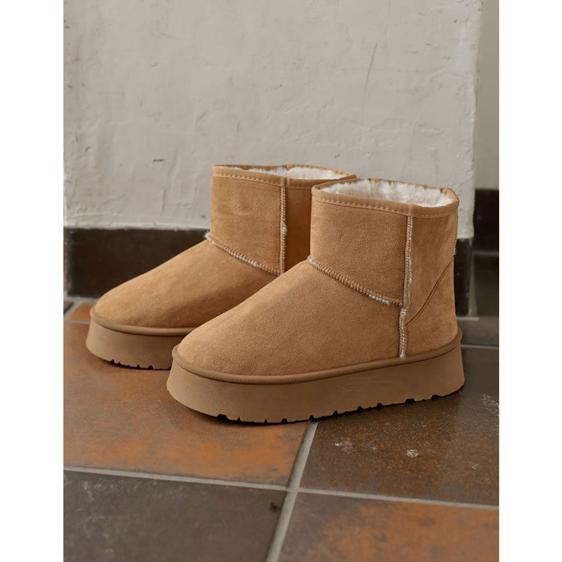 リエディ Re:EDIT [大きいサイズ有]厚底ショートムートンブーツ