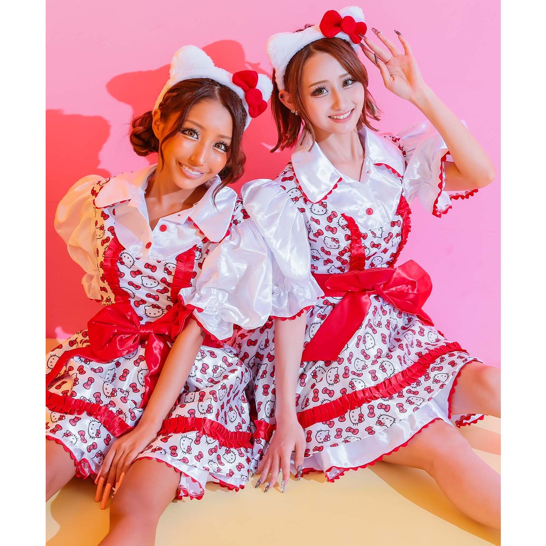 ティカ Tika ハローキティ 袖あり体型カバーフレアスカートペア