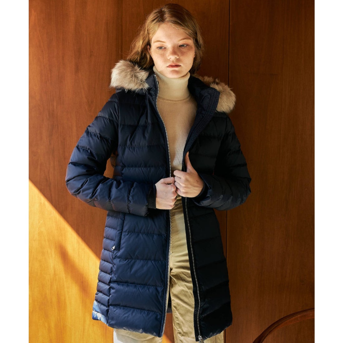 トミー ヒルフィガー TOMMY HILFIGER ファーダウンコート （ネイビー
