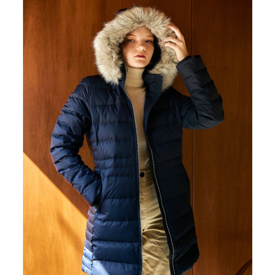トミー ヒルフィガー TOMMY HILFIGER ファーダウンコート （ネイビー