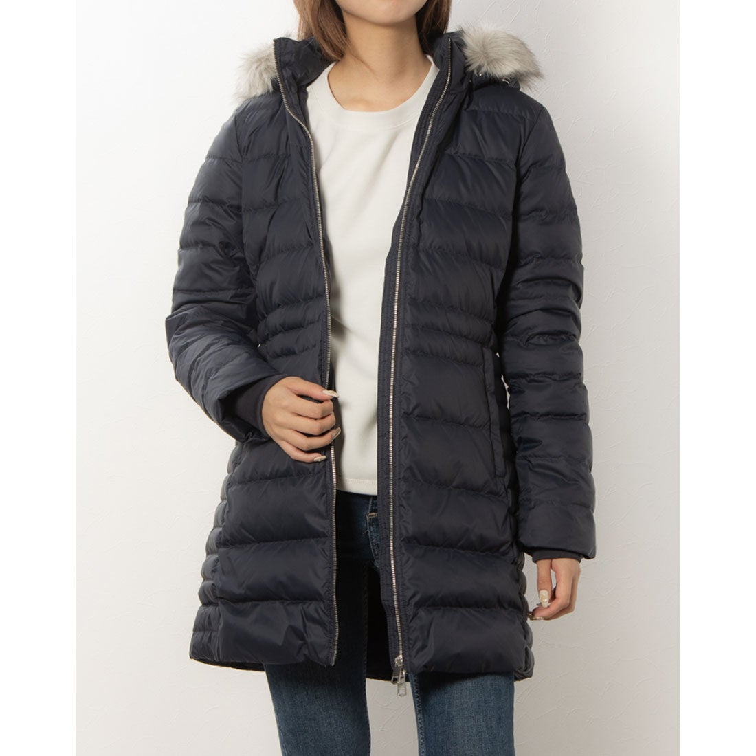 トミー ヒルフィガー TOMMY HILFIGER ファーダウンコート （ネイビー