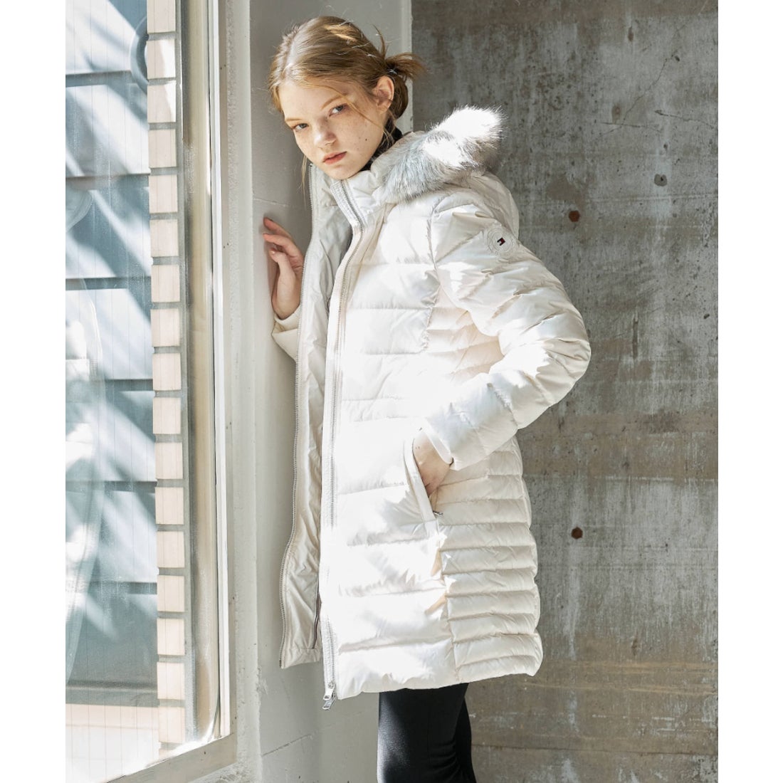 トミー ヒルフィガー TOMMY HILFIGER ファーダウンコート （ホワイト