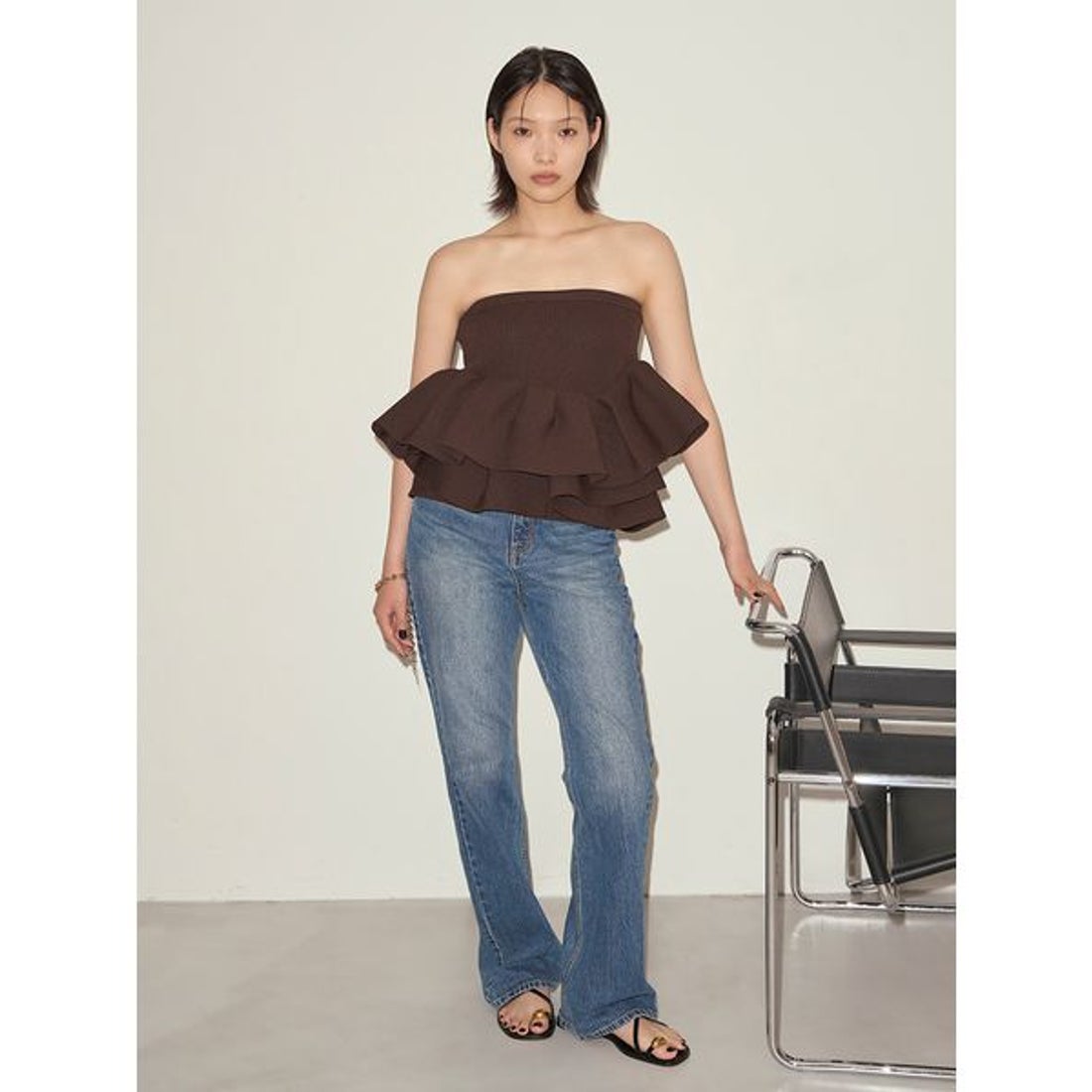 スタイリング styling/ ラッフルニットベアトップ （CGRY