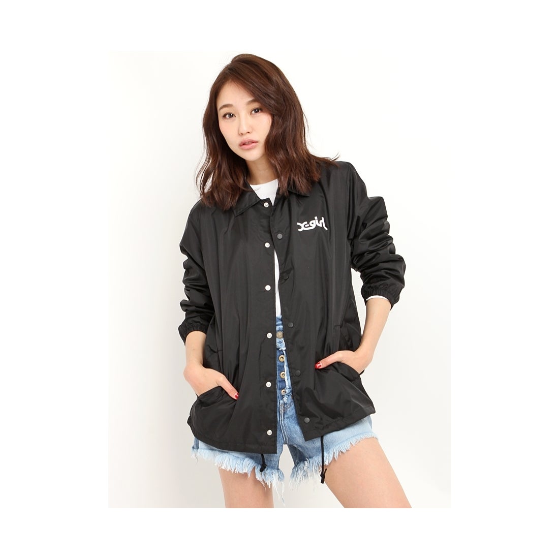 X-girl FACECOACHJACKET／フェイスコーチジャケット BLACK