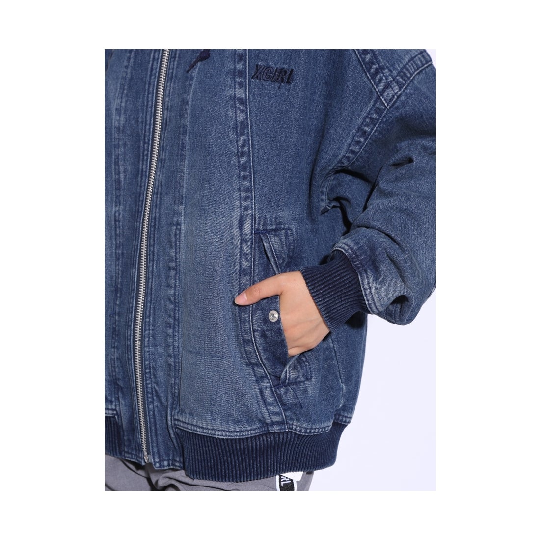 X-girl HOODEDDENIMJACKET/フードデニムジャケット BLACK