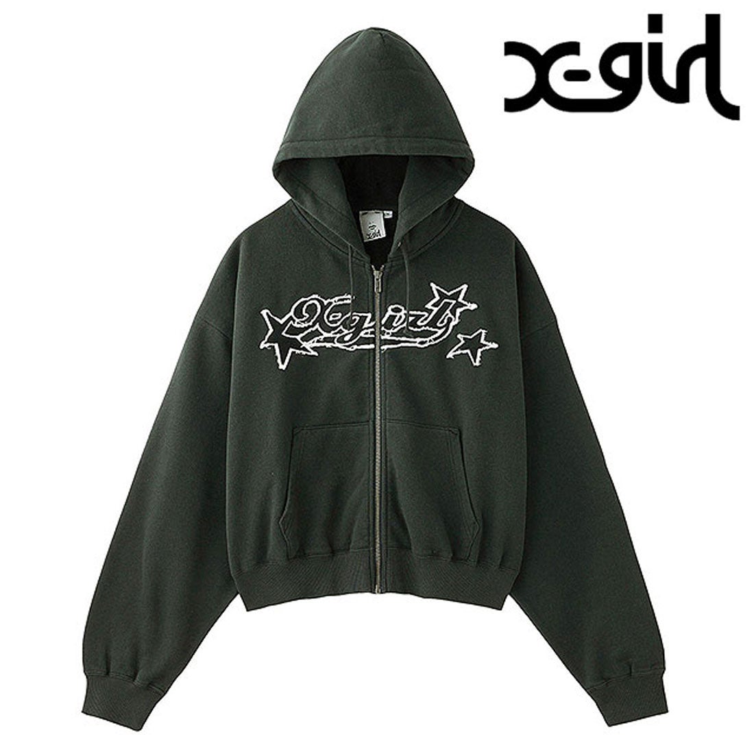 エックスガール X-girl STAR LOGO ZIP UP HOODIE BLACK [105251012004