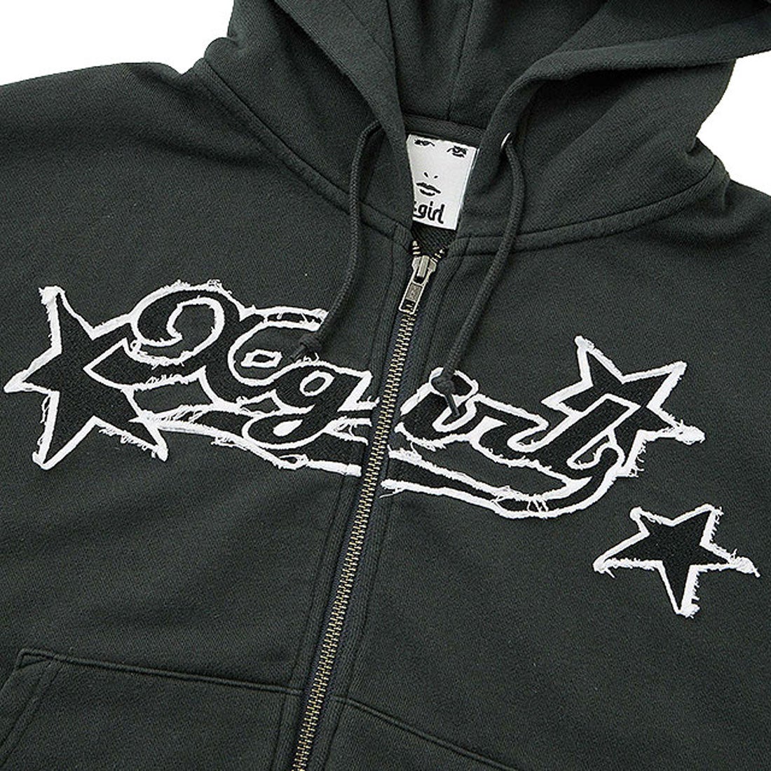 エックスガール X-girl STAR LOGO ZIP UP HOODIE BLACK [105251012004