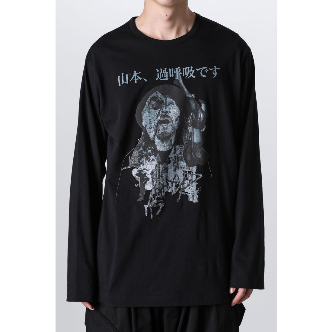 Yohji Yamamoto POUR HOMME Print Long Sleeve T-Shirt （Black） 通販
