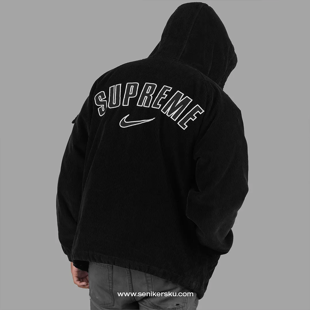 Supreme Nike Arc Corduroy Hooded Jacket Black | Senikersku