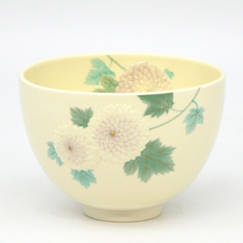 茶道具 抹茶茶碗（まっちゃちゃわん） 茶碗 浮彫 万寿菊 今岡 三四郎