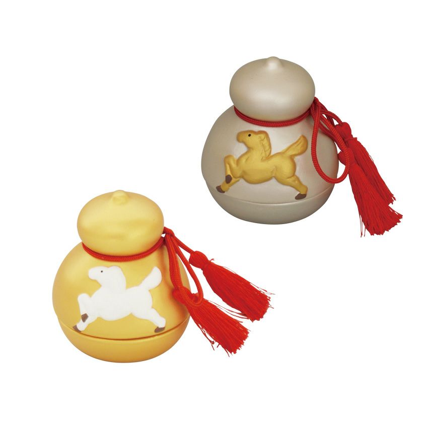 茶道具 香合（こうごう） 香合 瓢箪から駒 清水 喜翔 銀・金から色をお