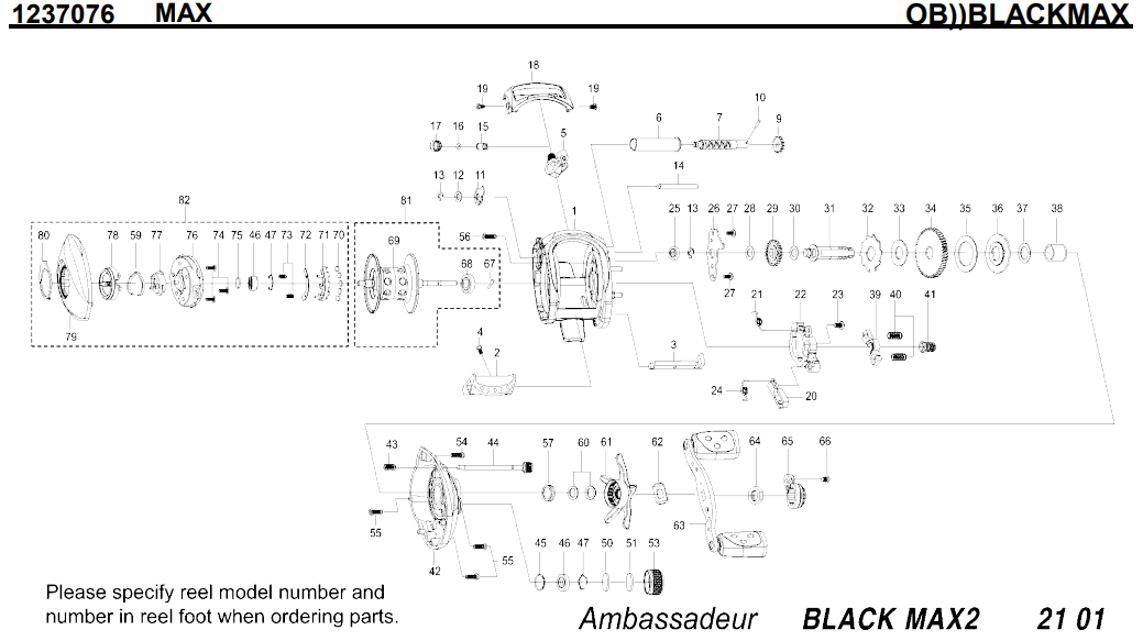OB))1237076 BLACKMAX2 | PureFishing Japan 製品リールパーツリスト