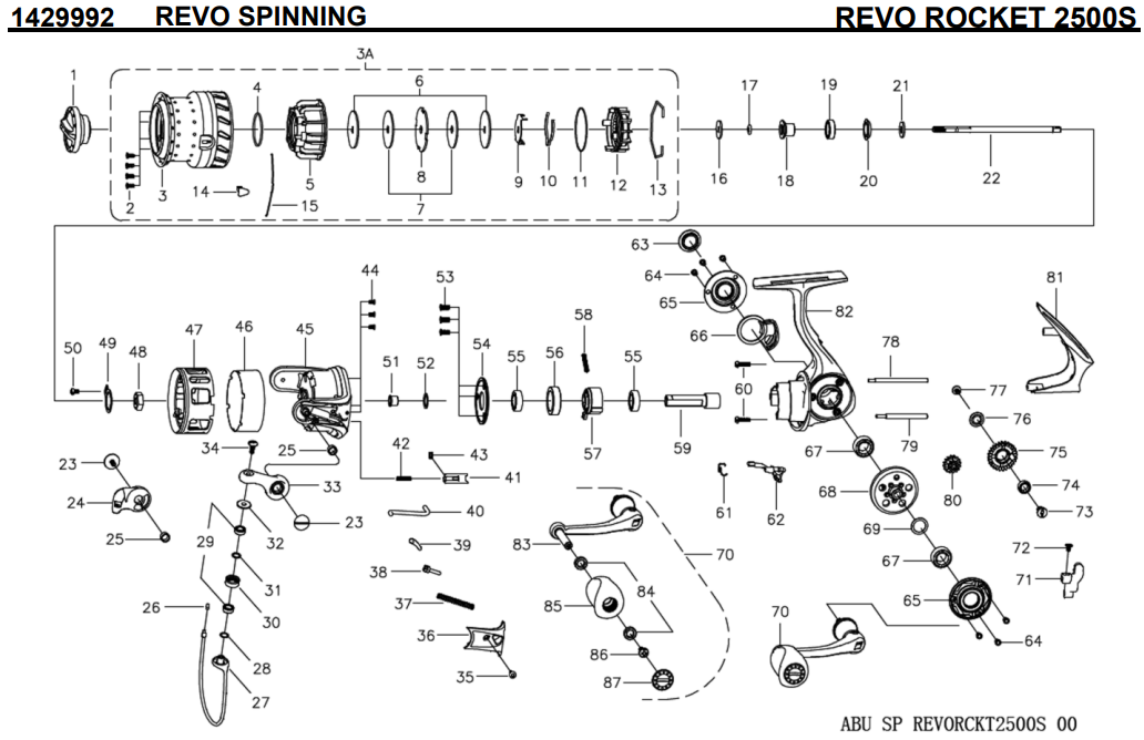 1429992 Revo ROCKET 2500S | PureFishing Japan 製品リールパーツリスト