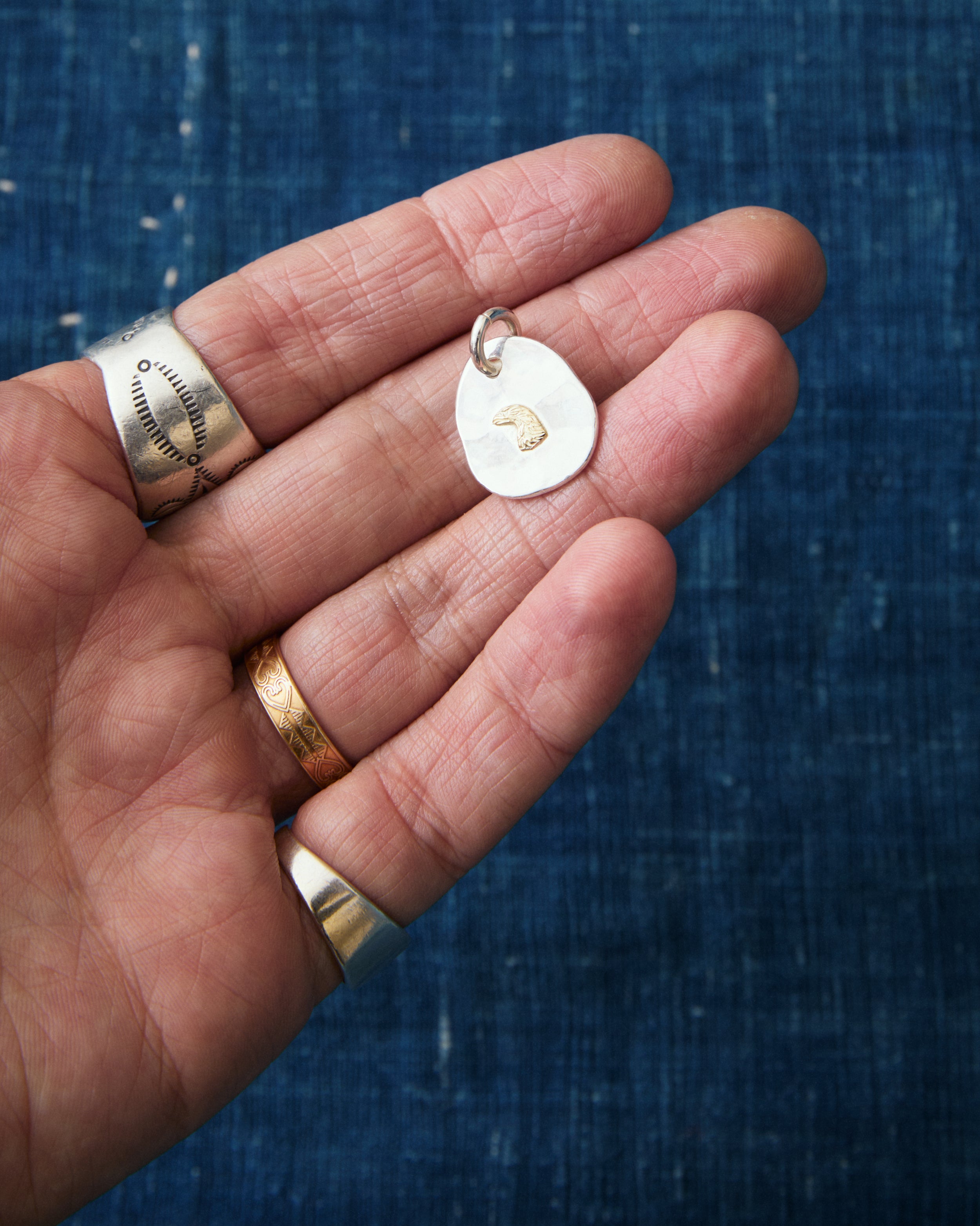 Larry Smith Eagle Head Pendant 18K Gold Accent EFNL-0038 – Second