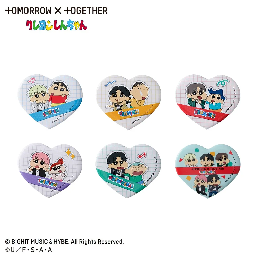 TOMORROW X TOGETHER クレヨンしんちゃん ビッグハート型缶バッジ