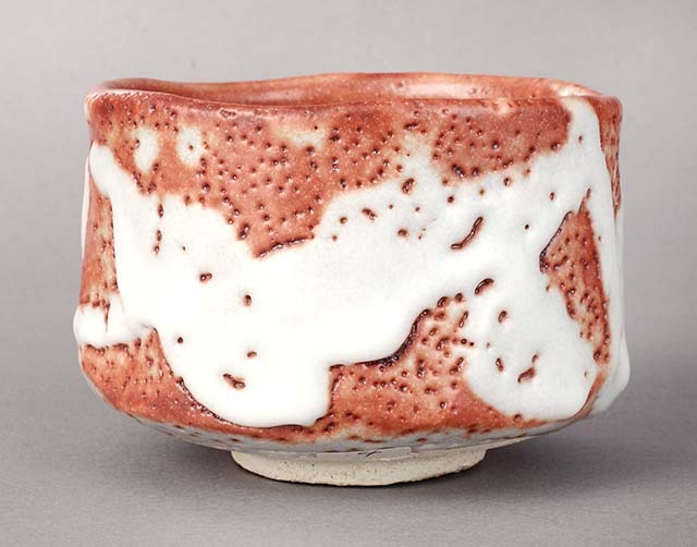 現品限り【茶道具】 茶碗 赤志野 長石釉流 *加藤健* *源九郎窯* *穴窯作品*