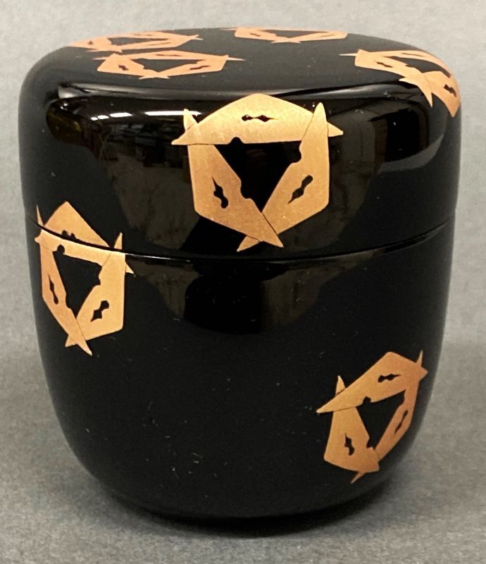 現品限り】【茶道具】惺斎好写 鱗鶴蒔絵 黒大棗 *惺斎*大棗*お好み*