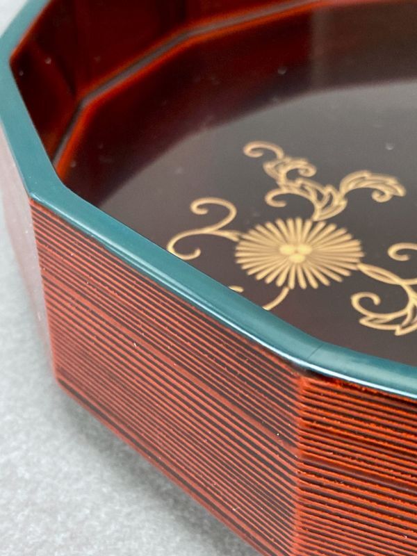 通販販売【茶道具】 干菓子盆 溜塗 胡麻竹 七宝 鵬雲斎好 *菓子盆