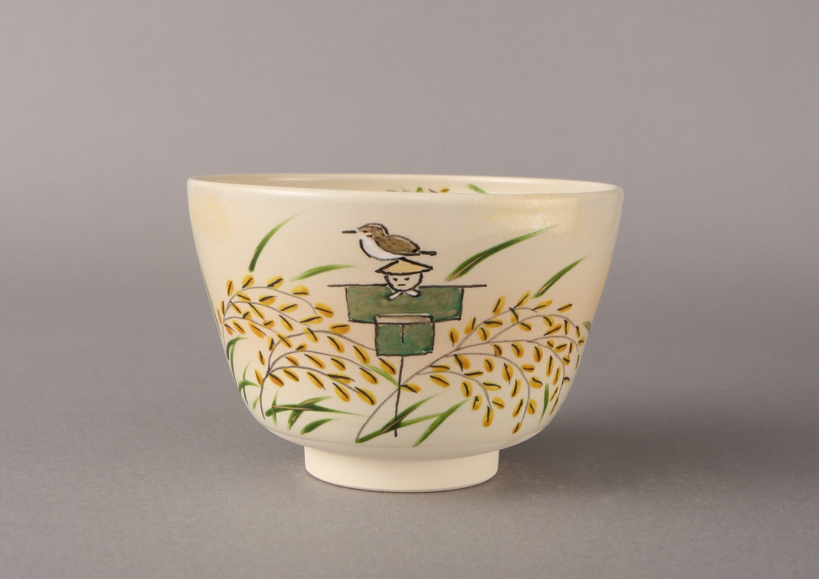 入荷待ち】稲穂に 案山子 雀図 茶碗 *八木海峰* 新嘗祭